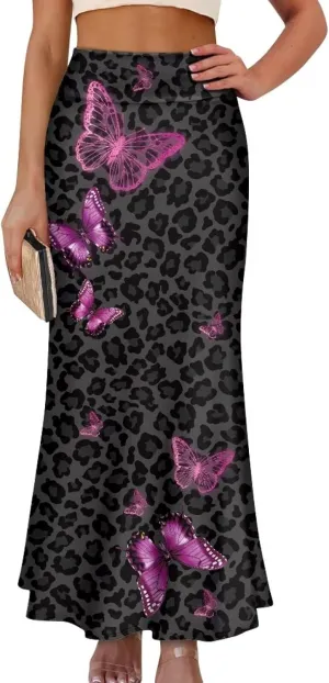Women's Casual High Waisted Fishtail Bodycon Long Maxi Skirt A-Line Flared Maxi Skirts Fit Cocktail Party Wedding