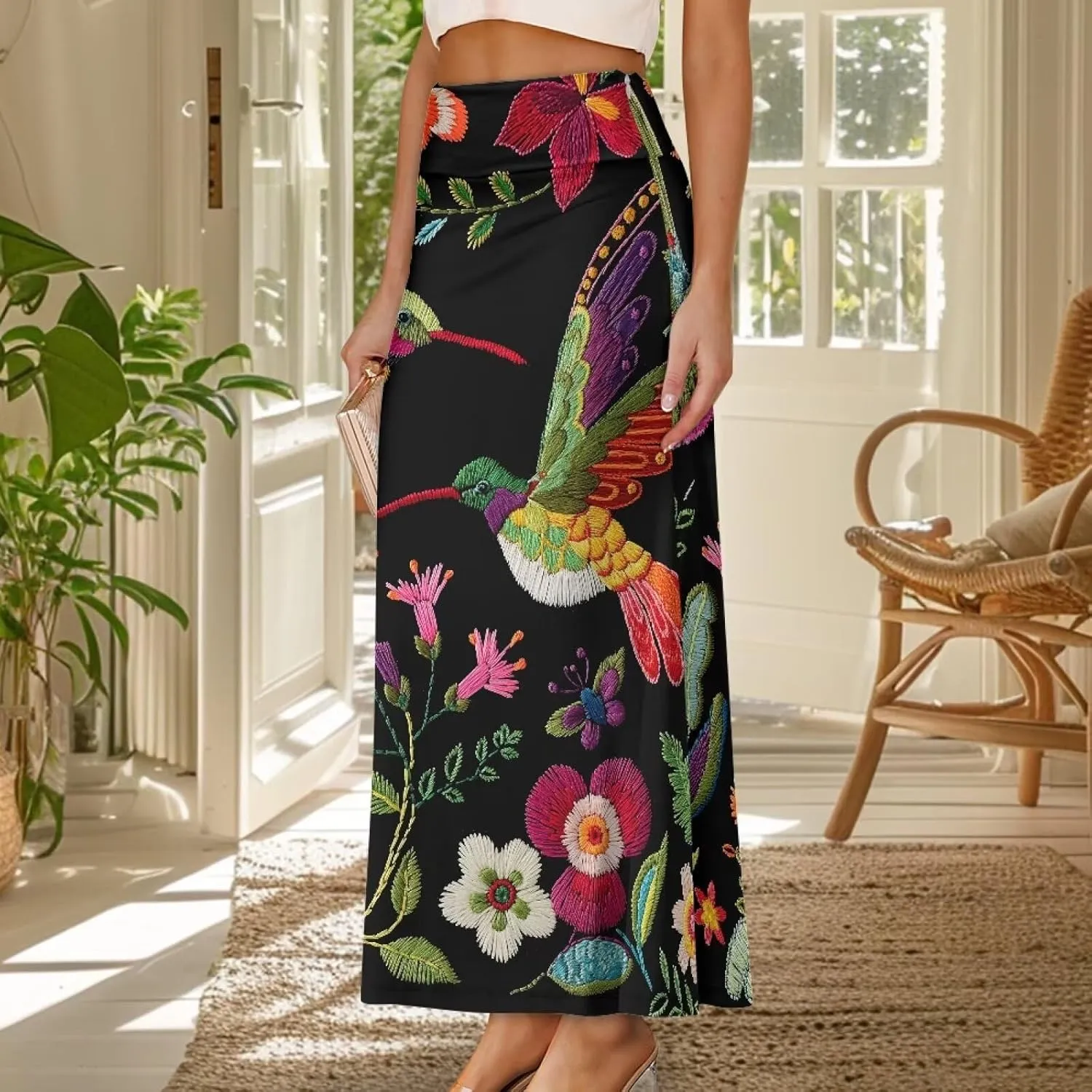 Women's Casual High Waisted Fishtail Bodycon Long Maxi Skirt A-Line Flared Maxi Skirts Fit Cocktail Party Wedding