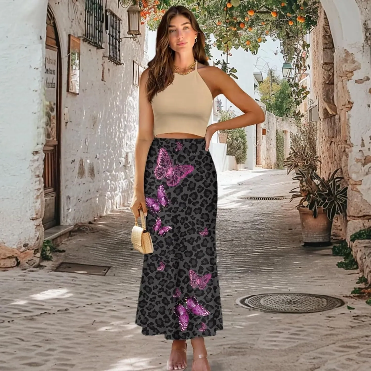 Women's Casual High Waisted Fishtail Bodycon Long Maxi Skirt A-Line Flared Maxi Skirts Fit Cocktail Party Wedding