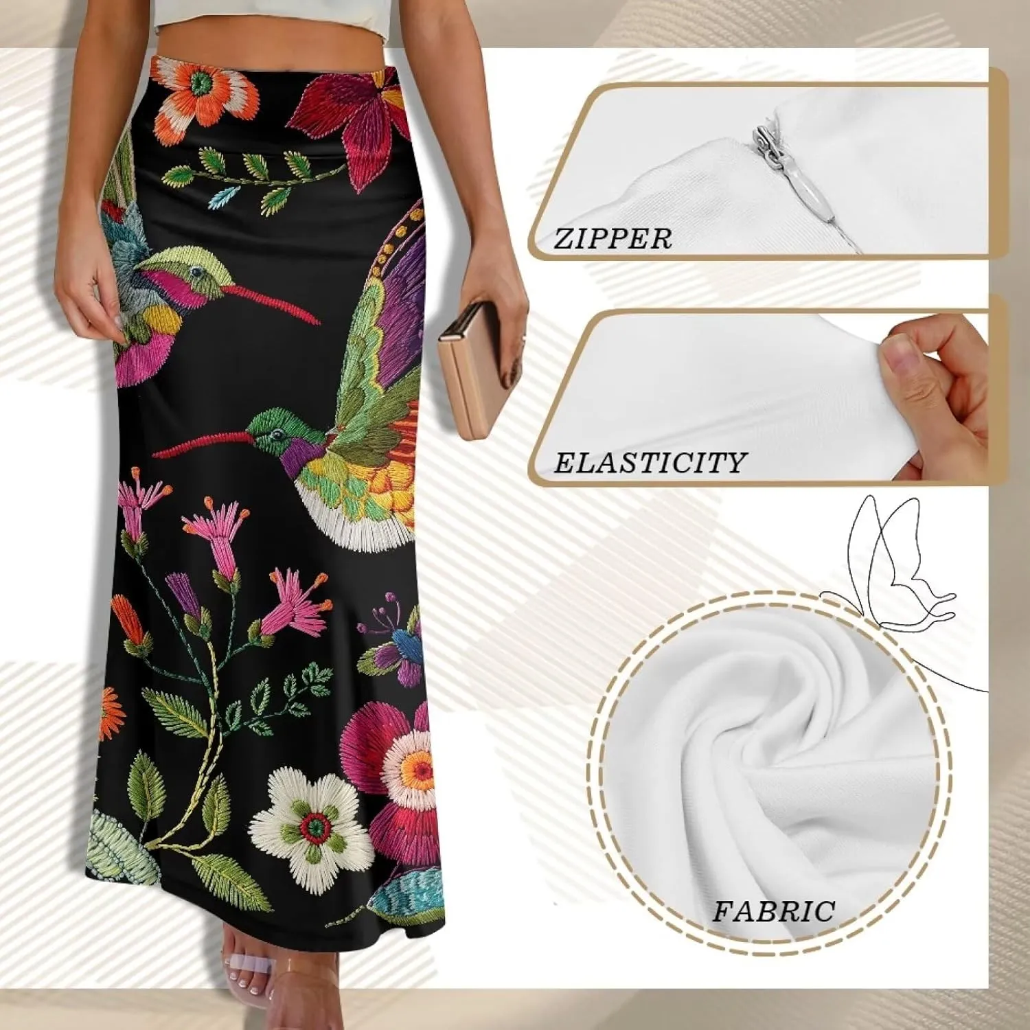 Women's Casual High Waisted Fishtail Bodycon Long Maxi Skirt A-Line Flared Maxi Skirts Fit Cocktail Party Wedding