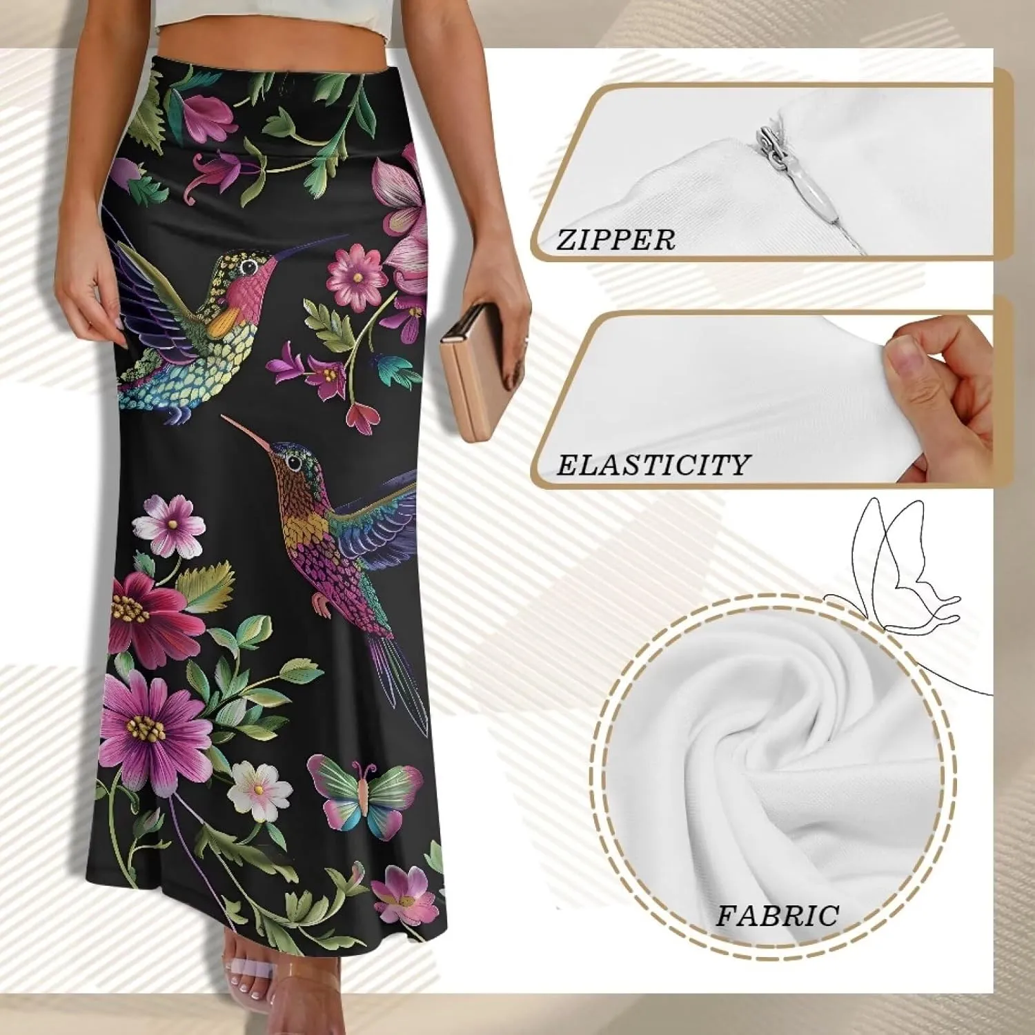 Women's Casual High Waisted Fishtail Bodycon Long Maxi Skirt A-Line Flared Maxi Skirts Fit Cocktail Party Wedding