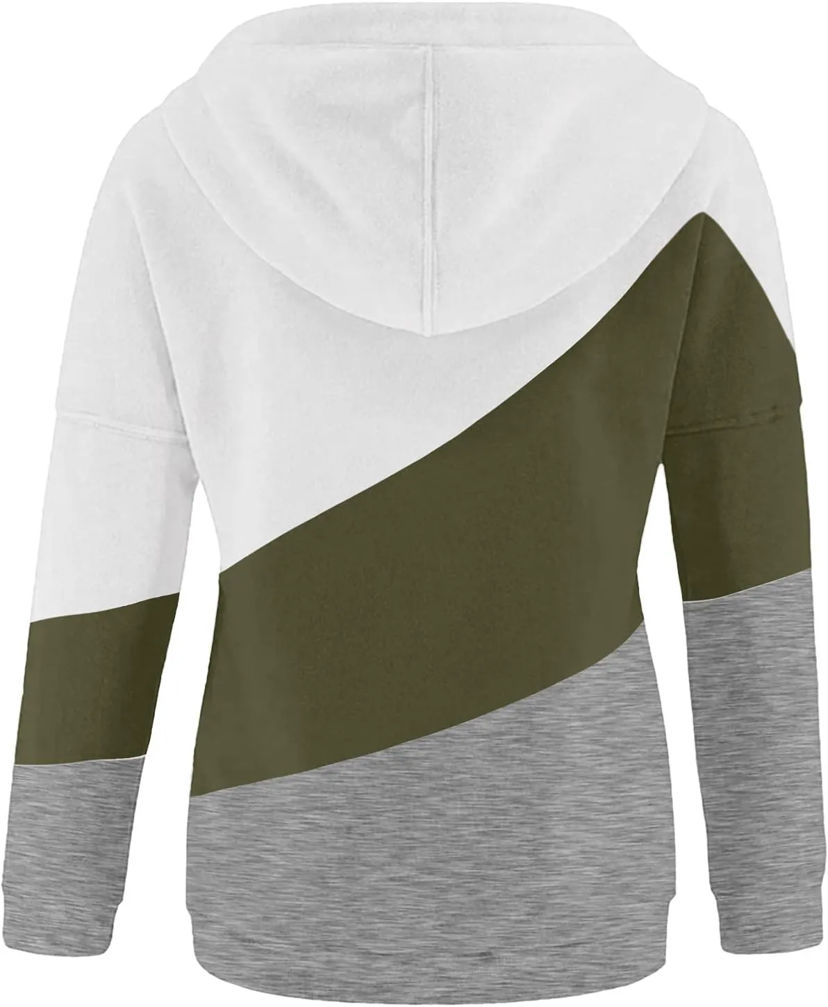 Women's Casual Long Sleeve Hoodies Color Block Button Down Hooded Drawstring Pullover Sweatshirt Tops with Pocket