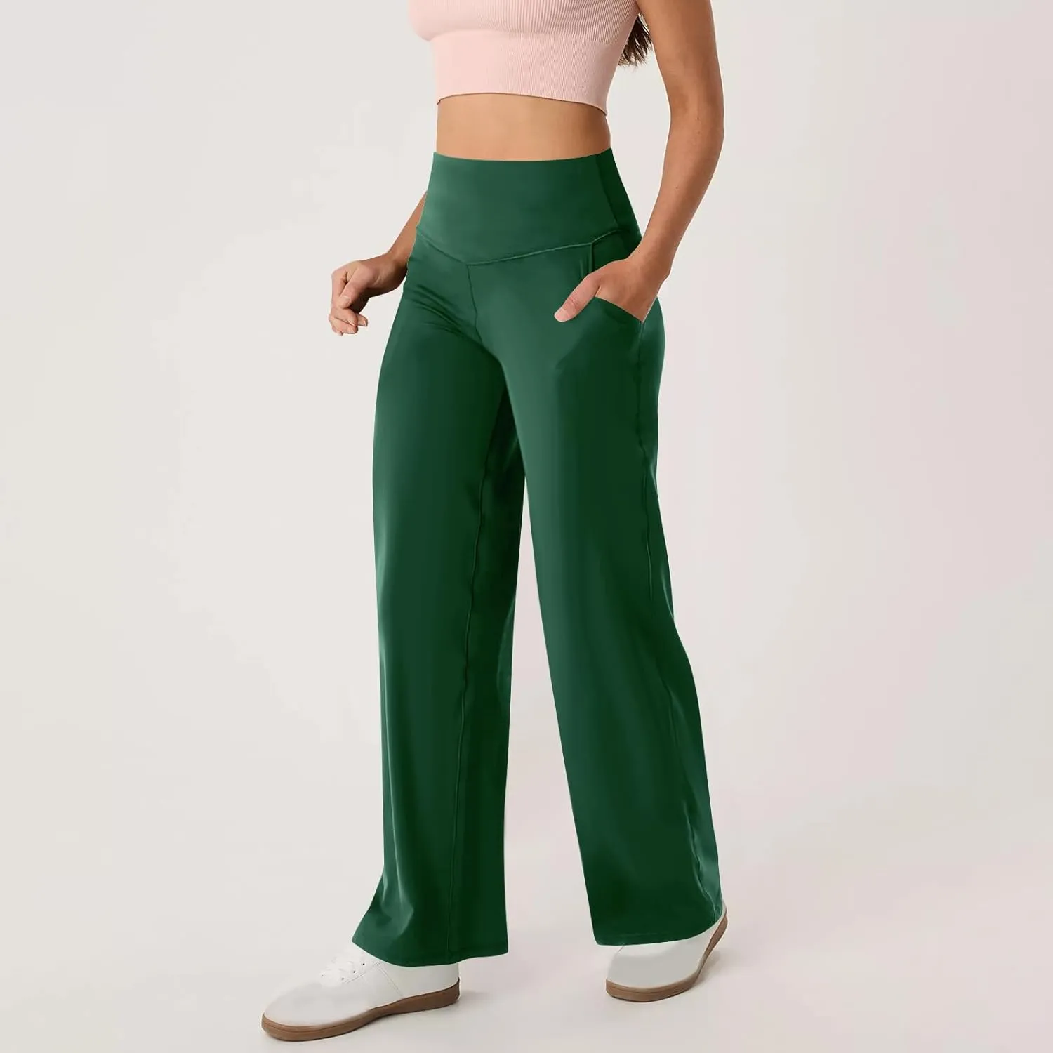 Womens High Waist Dress Pants Casual Loose Work Pants Wide Leg Pocket Going Out Trousers 2025 New Business Clothing