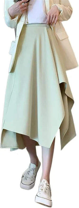 Women's High-Waisted Retro Style Pleated Skirt, Autumn and Winter Midi Skirt