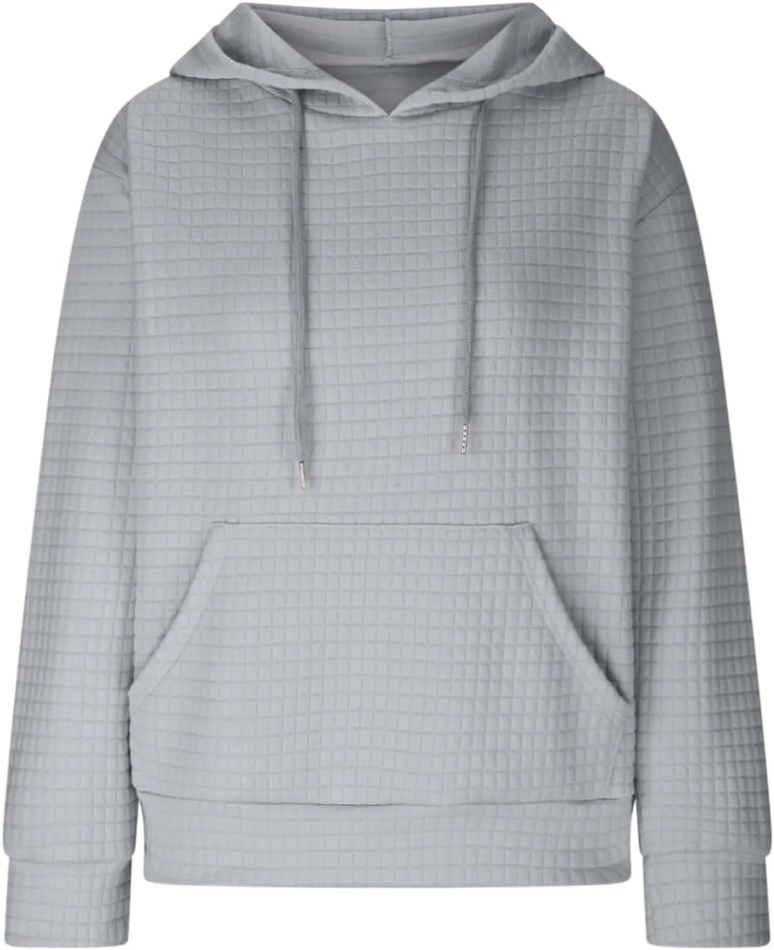 Womens Hoodies Pullover Quilted Long Sleeve Knit Oversized Sweatshirt Fall Drawstring Hooded Sweatshirts with Pocket
