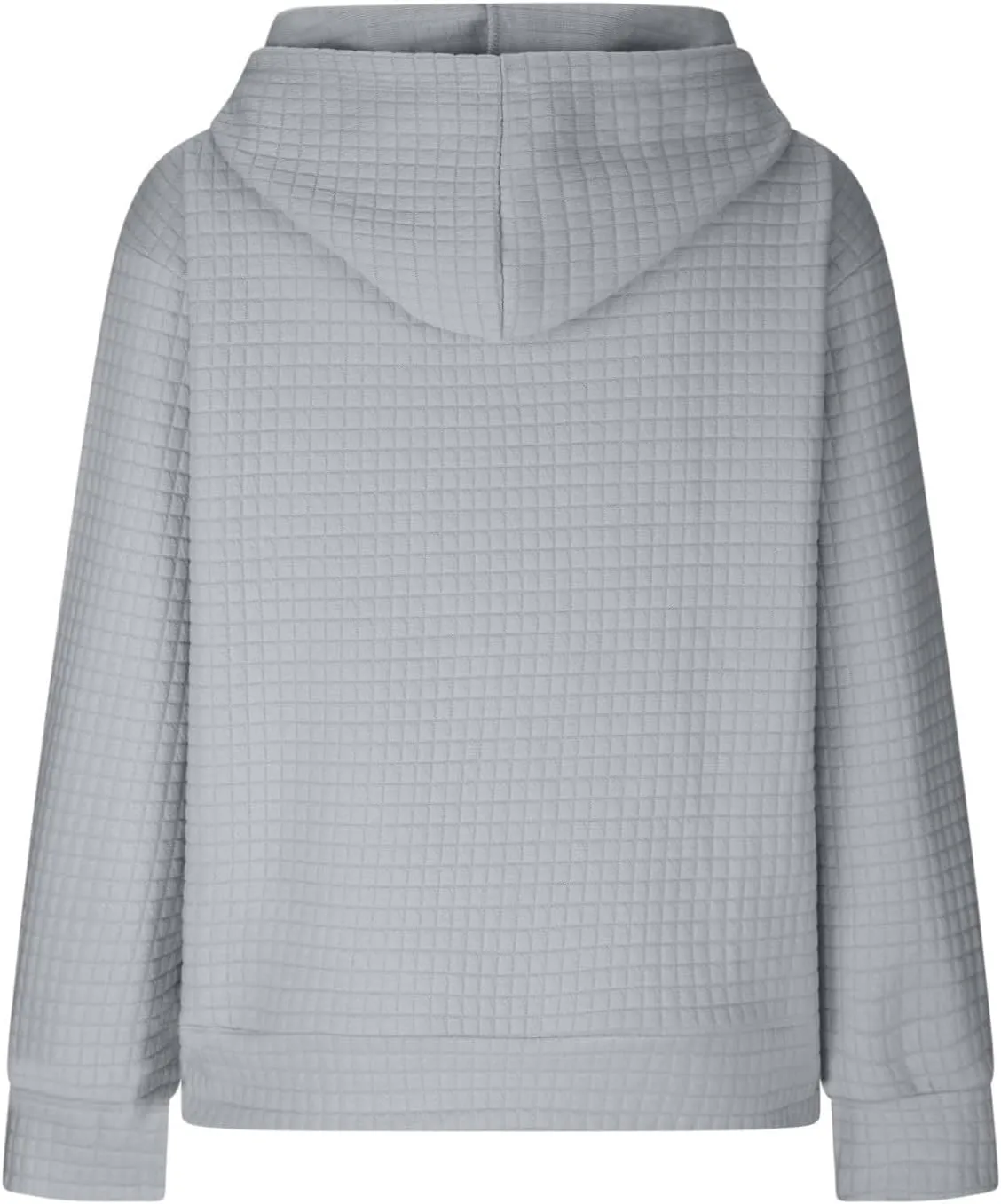 Womens Hoodies Pullover Quilted Long Sleeve Knit Oversized Sweatshirt Fall Drawstring Hooded Sweatshirts with Pocket