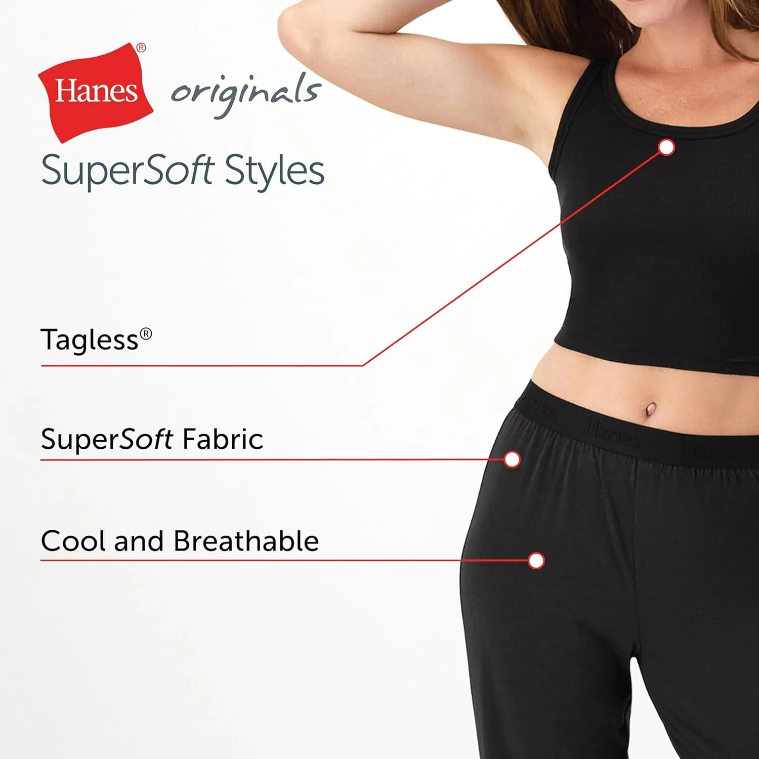 Women'S Originals Supersoft Comfywear 2 Piece Crop Tank & Lounge Pants Loungewear Set