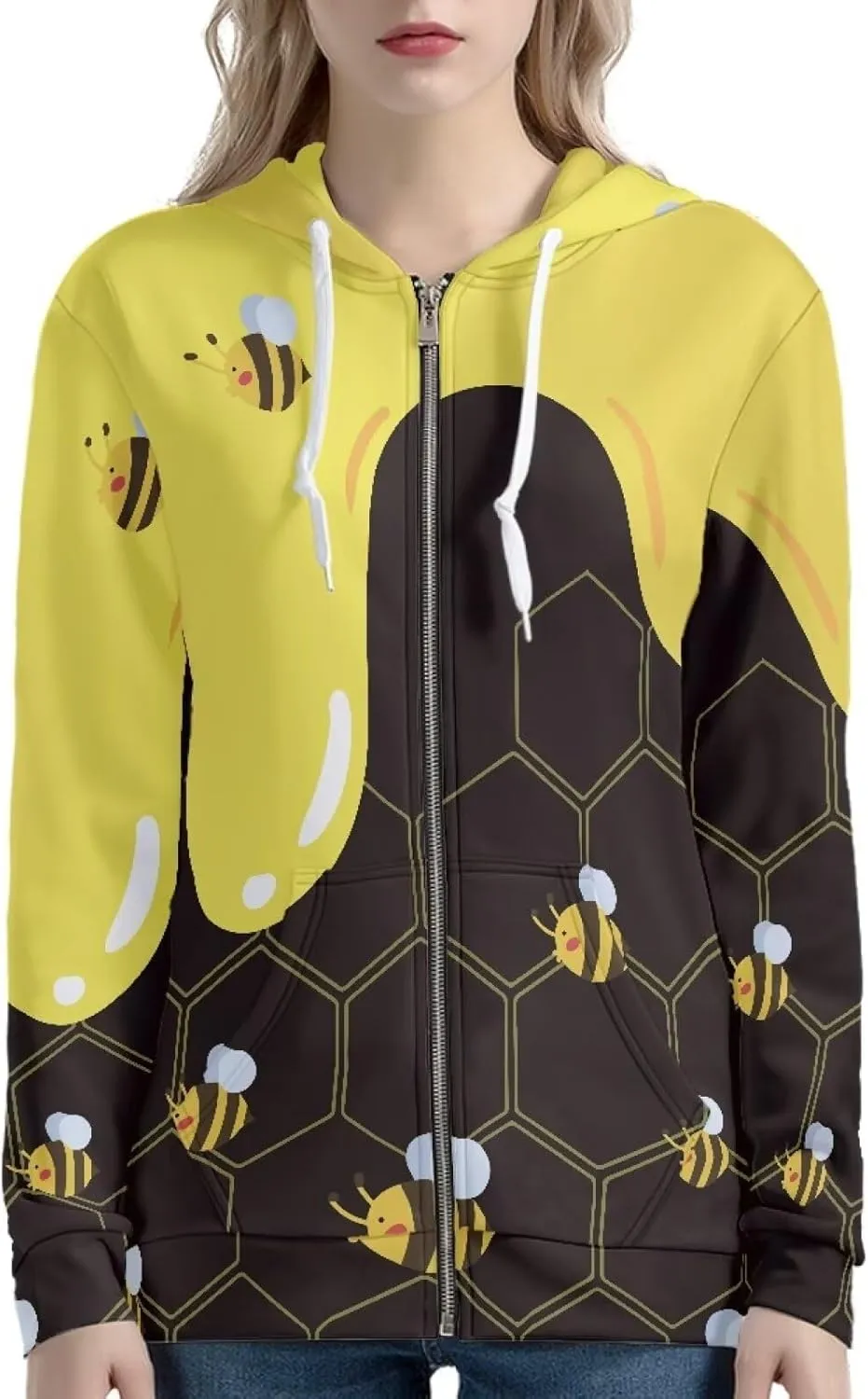 Women's Oversized Hoodies for Women Full Zip Up Long Sleeve Sweatshirts Drawstring Jackets Coat with Pockets