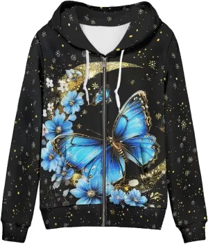 Women's Oversized Hoodies for Women Full Zip Up Long Sleeve Sweatshirts Drawstring Jackets Coat with Pockets