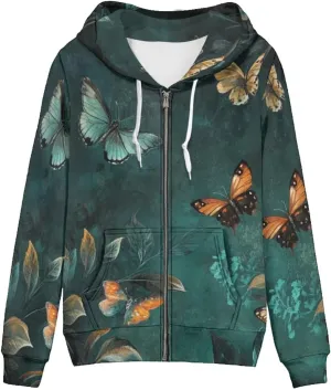 Women's Oversized Hoodies for Women Full Zip Up Long Sleeve Sweatshirts Drawstring Jackets Coat with Pockets
