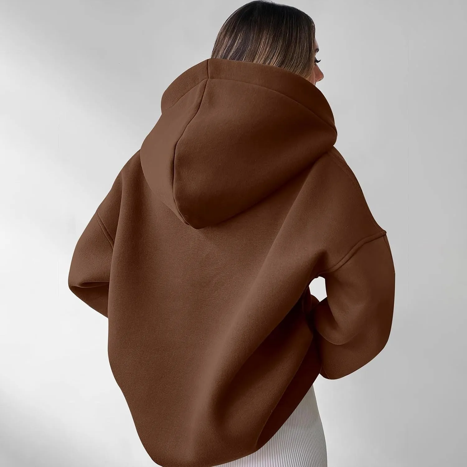 Womens Oversized Hoodies V Neck Long Sleeve Pullover Sweatshirts Tops Casual Fall Outfits Teen Girls 2024 Trendy