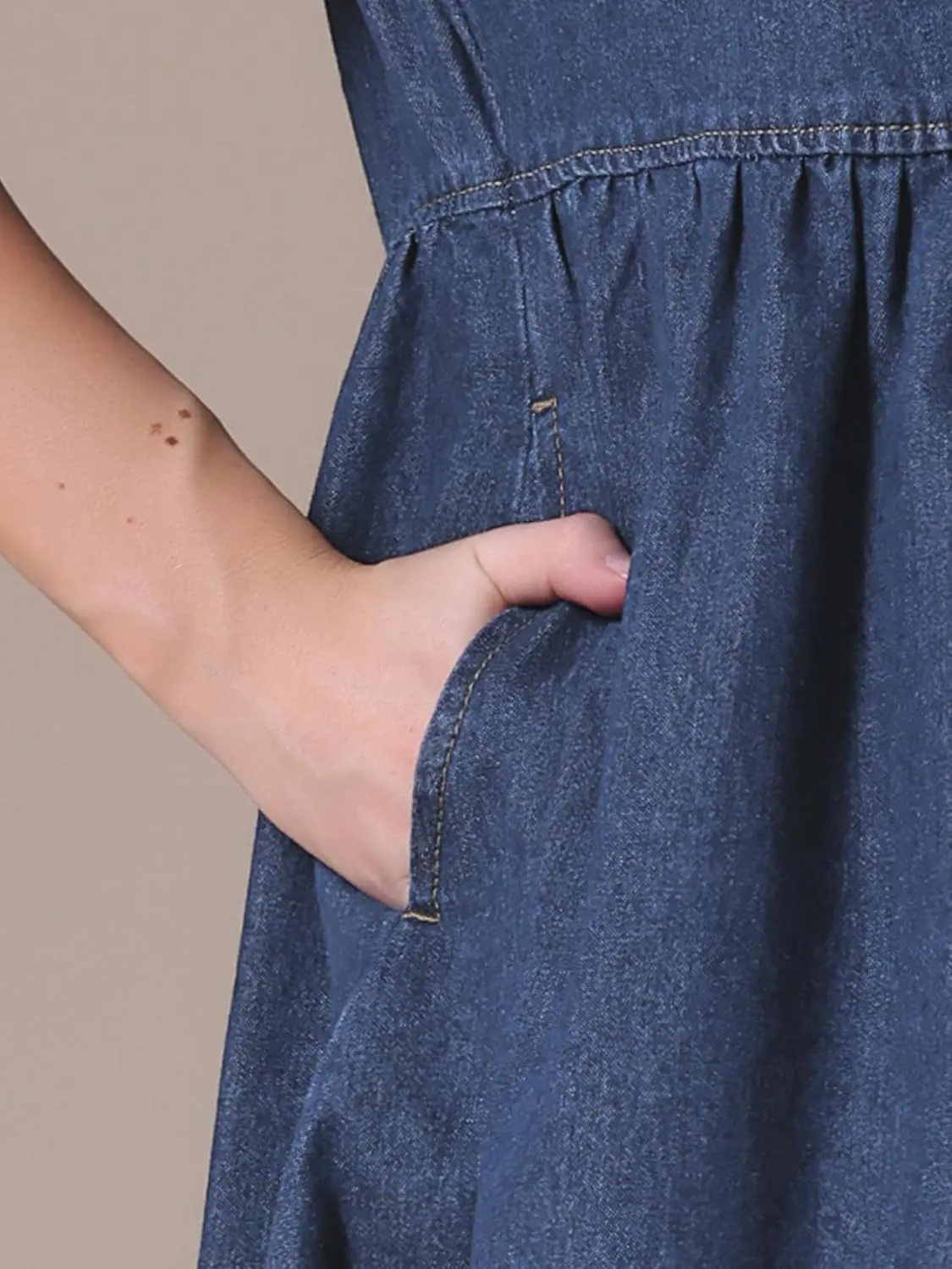 Women's Plus Size Denim Dress Babydoll Collared Short Sleeve Button Down Jean Shirtdress Mini Dresses