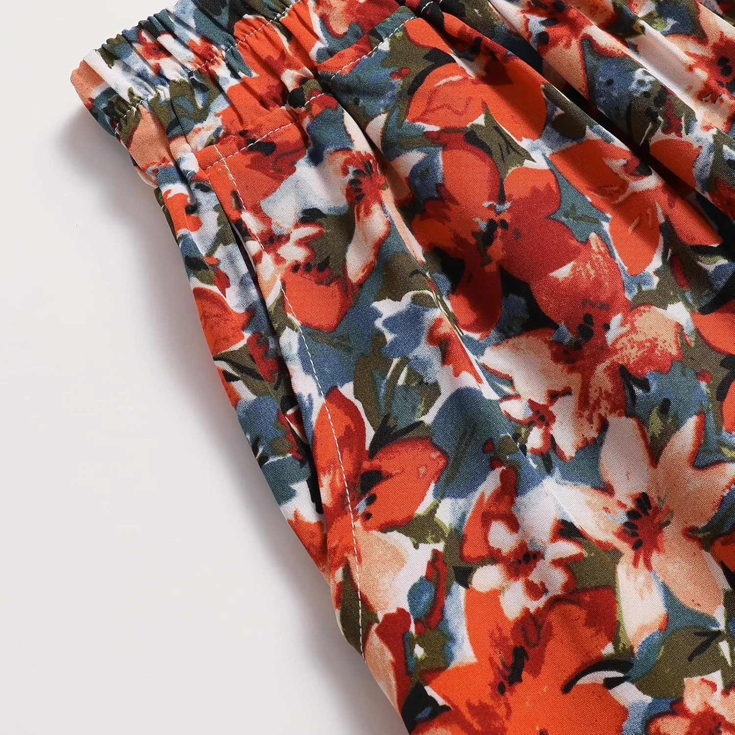 Women's Printed Skirt with Elastic Waist Broken Pleated Skirt with Pockets in Spring Summer and Autumn