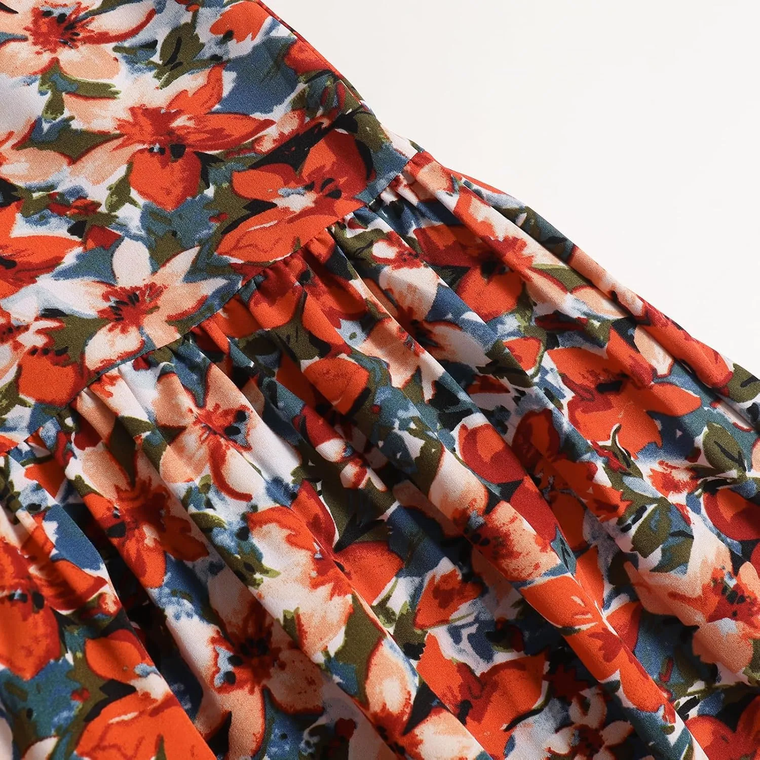 Women's Printed Skirt with Elastic Waist Broken Pleated Skirt with Pockets in Spring Summer and Autumn