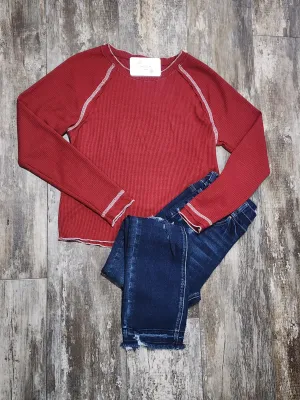 Women's Raglan Sleeves Textured Round Neck Top