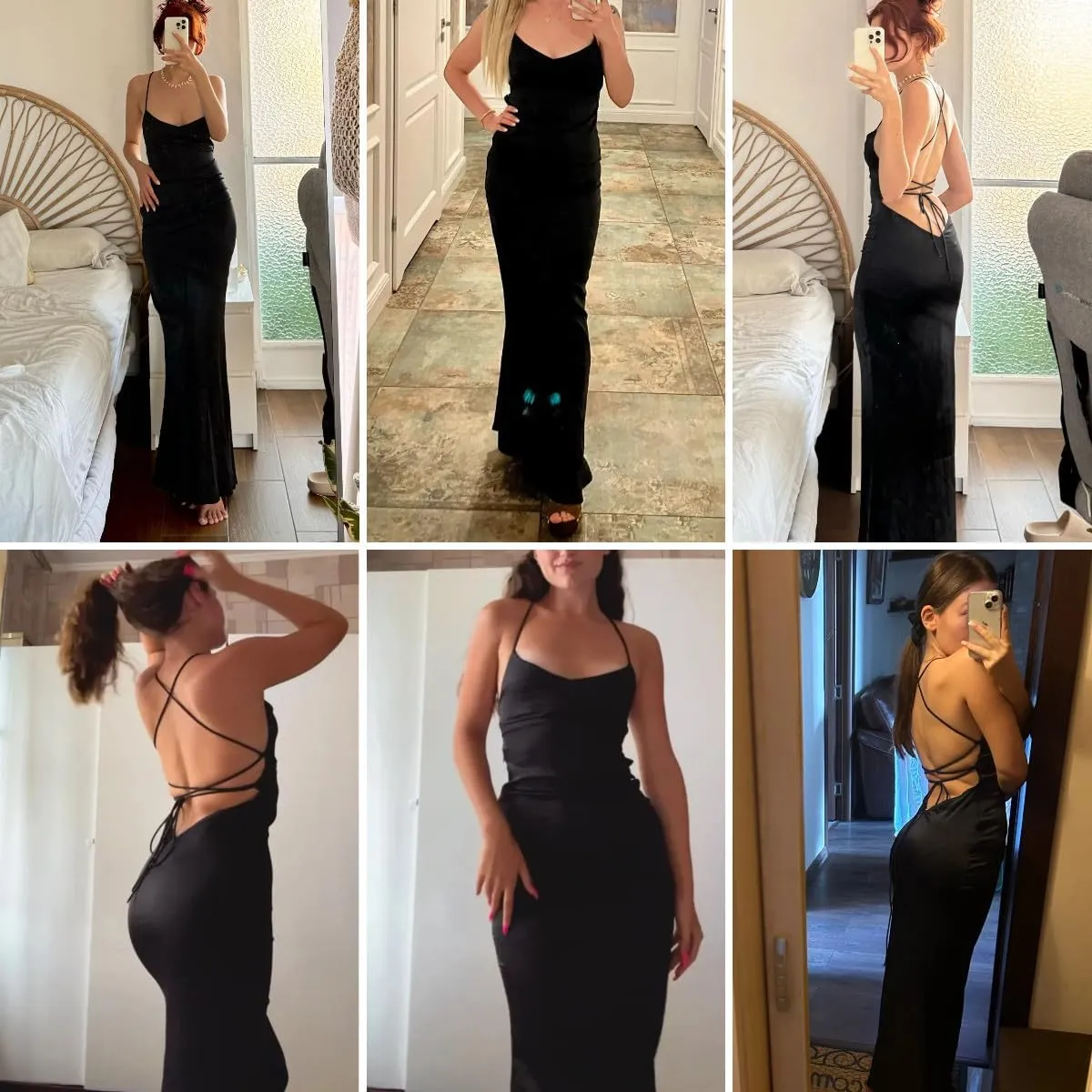Women's Sexy Sleeveless Halter Satin Maxi Dress Elegant Backless Lace Up Mermaid Dresses for Party Cocktail Evening