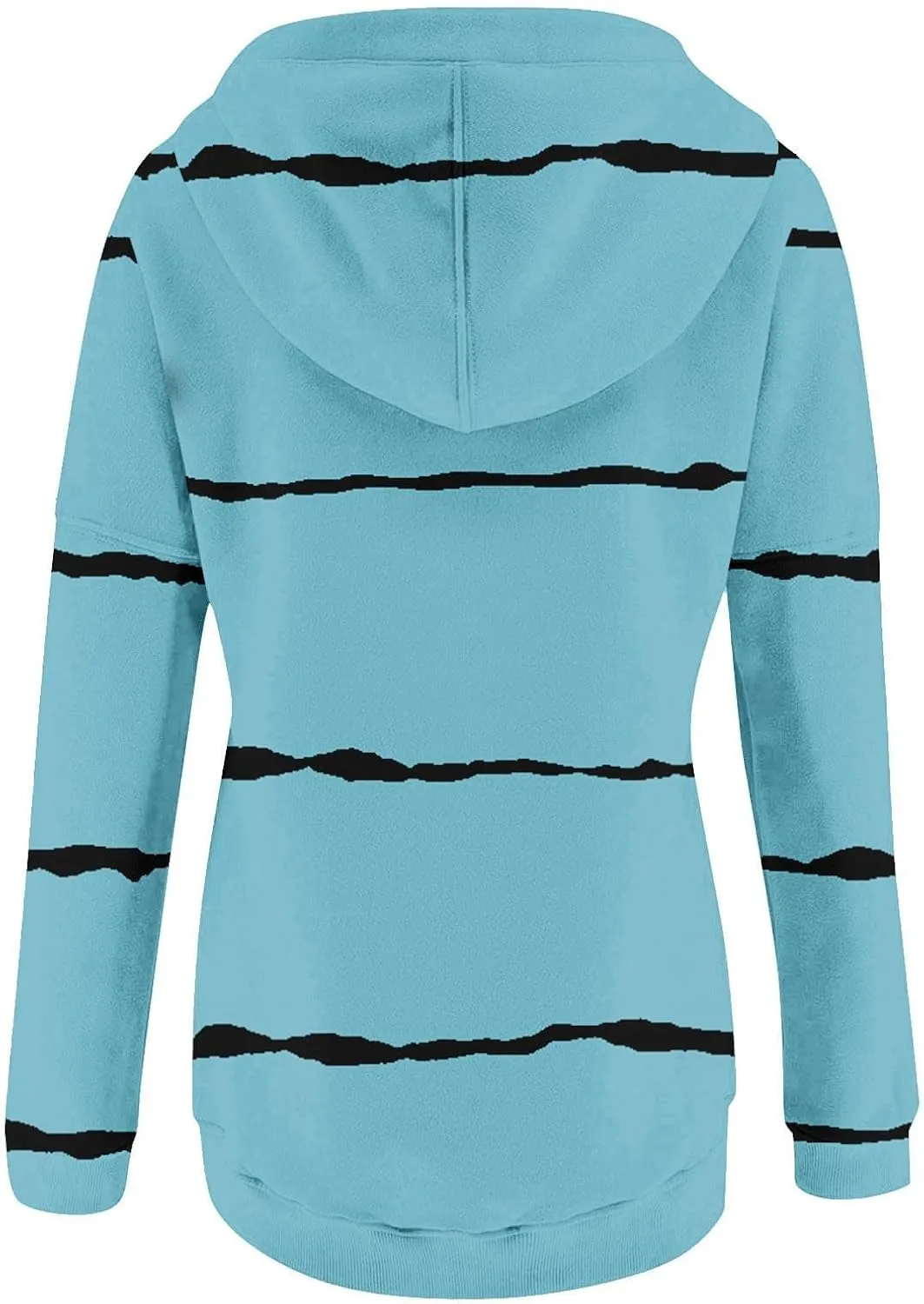 Womens Striped Casual Sweatshirt Oversized Drawstring Casual V Neck Button Up Hoodies Fall Long Sleeve Hooded Jackets