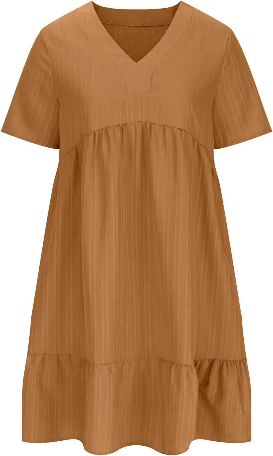 Women's Summer Dress 2024 Loose Crew Neck Short Sleeve Solid Sundress Casual Pleated Flowy Beach Mini Dresses