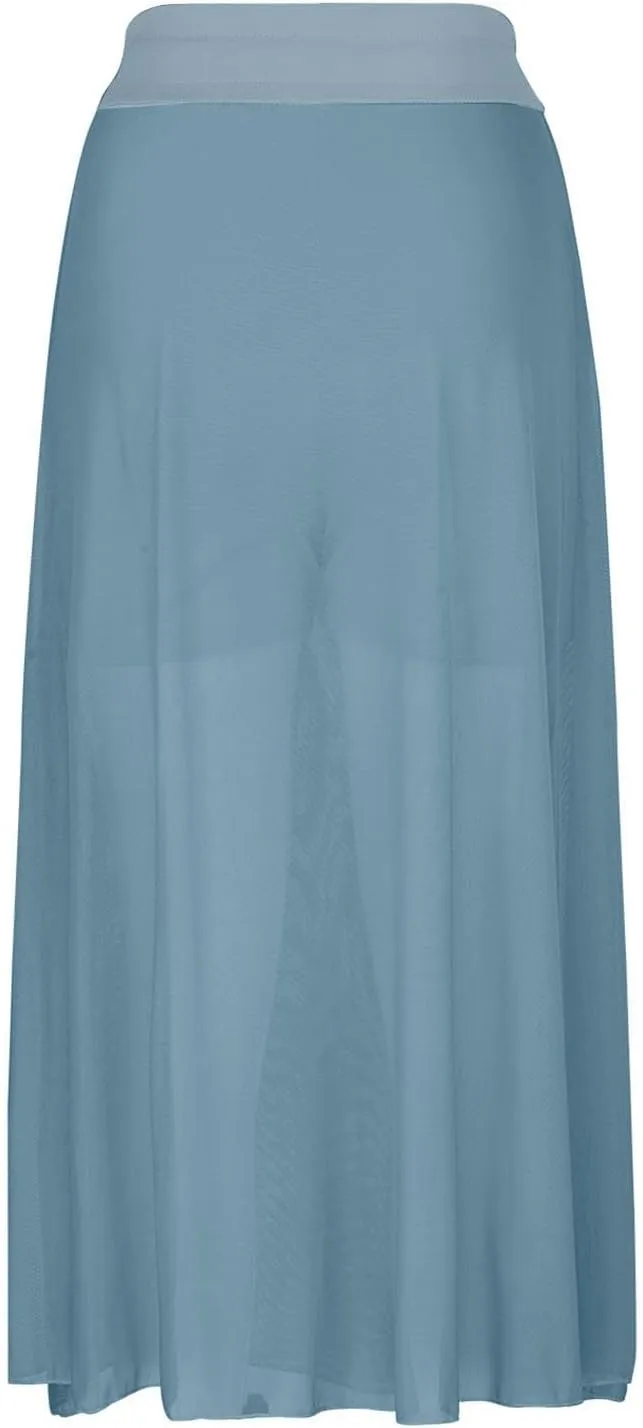 Women's Tulle Skirts Midi Elastic High Waist Flowy Pleated A-Line Mesh Party Long Skirts Swing Summer Beach Skirts