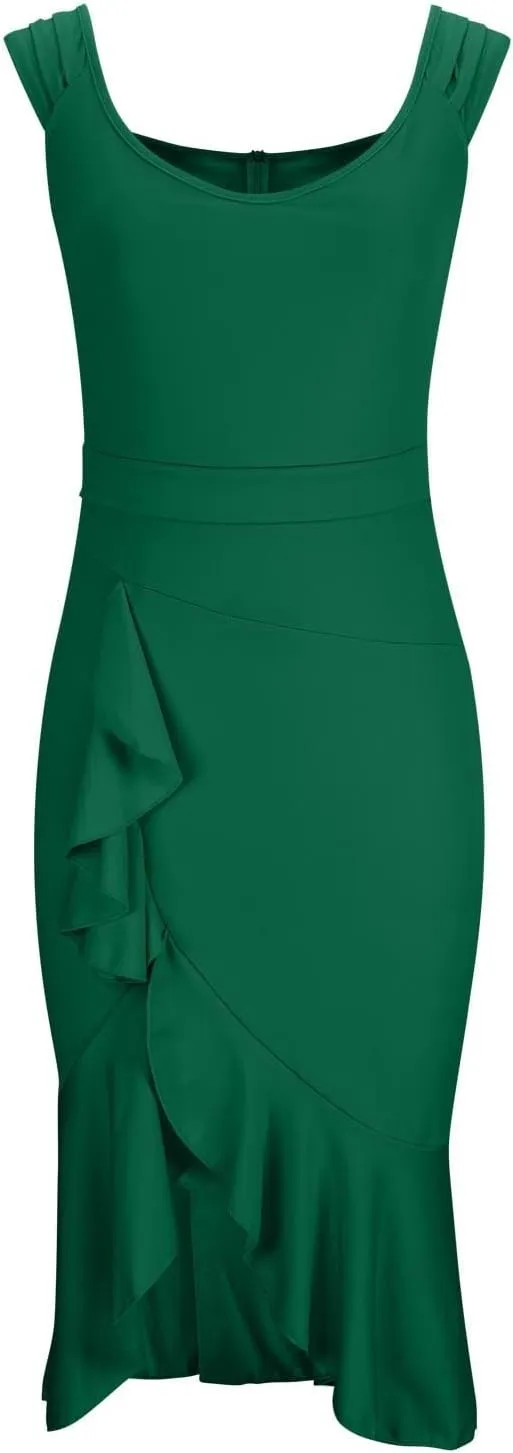 Womens V-Neck Midi Dress Solid Color Elegant Off Shoulder Blouson Dress Ruffle Sheath Dress Sexy Party Prom Dress