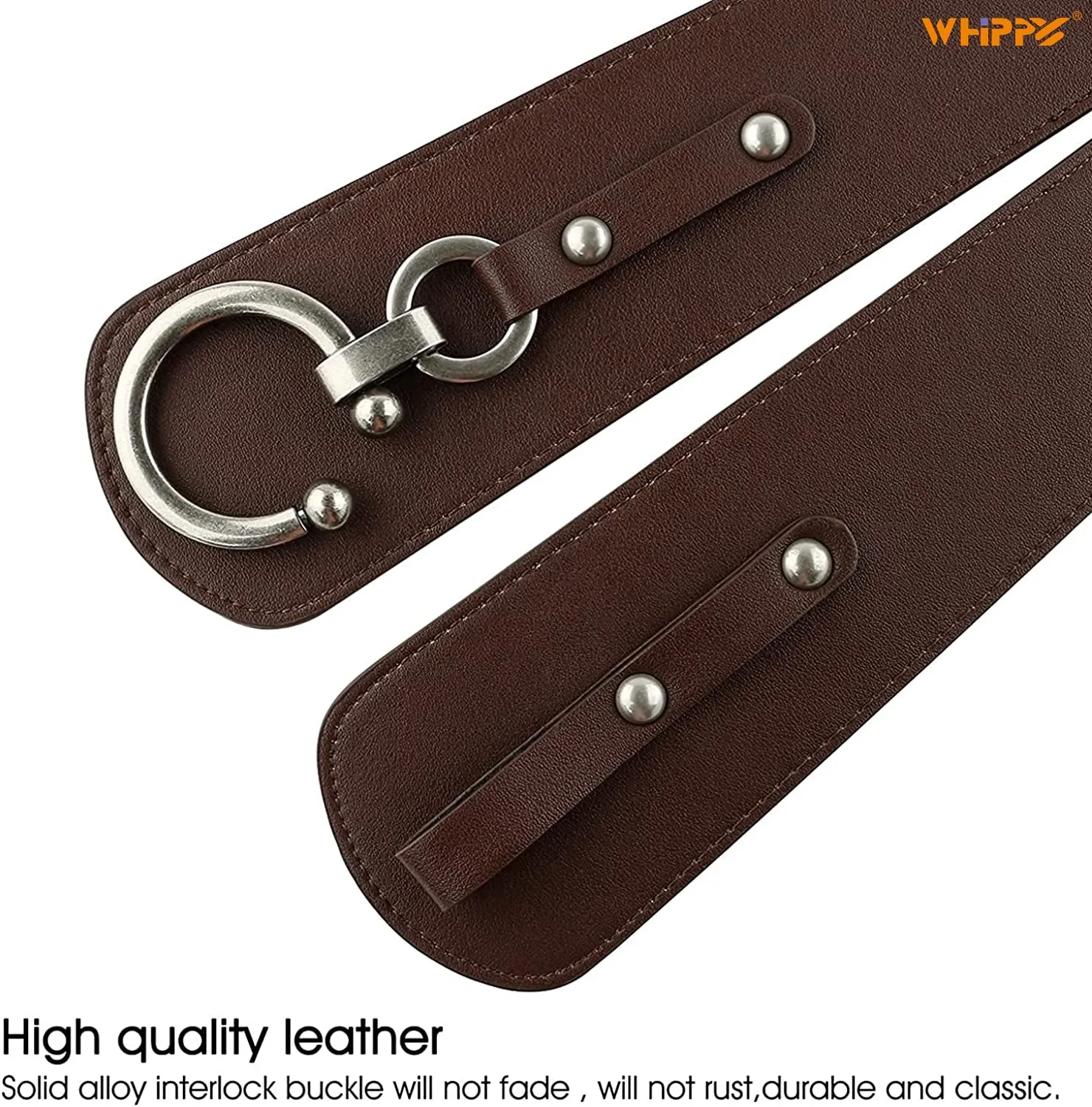 Women's Wide Leather Belt, Black Elastic Waist Belt for Dress
