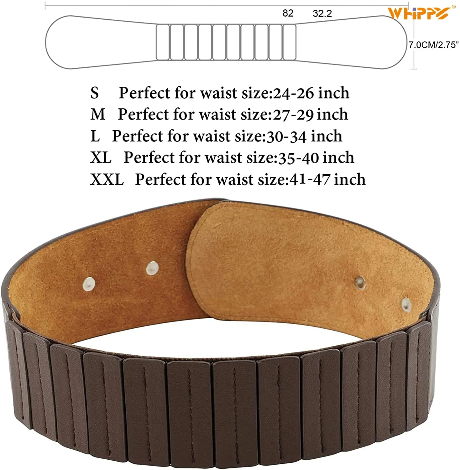 Women's Wide Leather Belt, Black Elastic Waist Belt for Dress