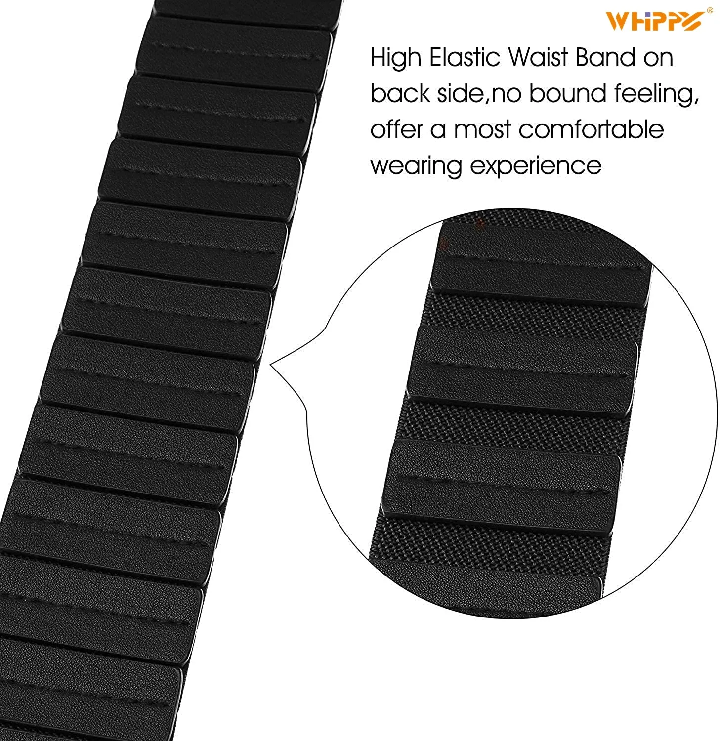 Women's Wide Leather Belt, Black Elastic Waist Belt for Dress