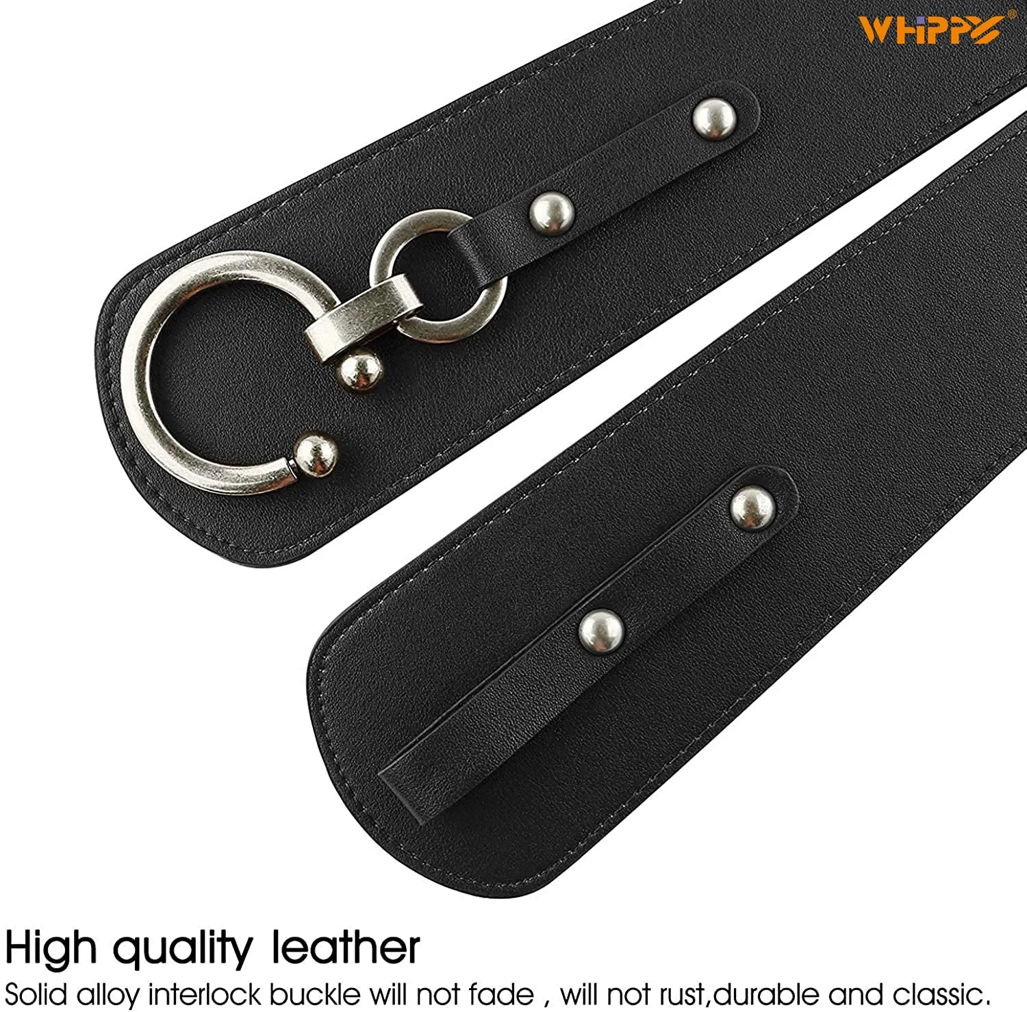 Women's Wide Leather Belt, Black Elastic Waist Belt for Dress