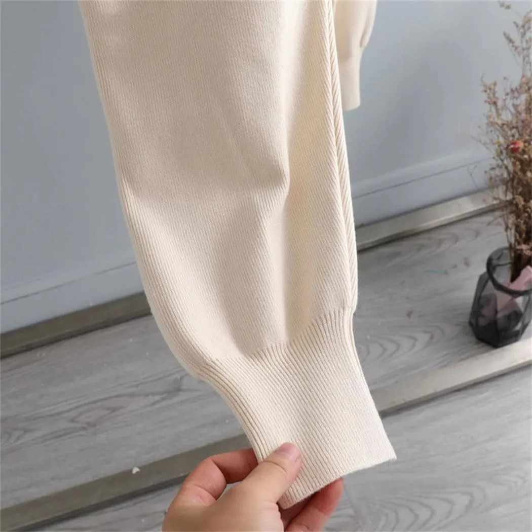 Women's Winter Bottom Joggers, Thick Knitted Harem Pants, Elastic Waist Drawstring Trousers for Sports