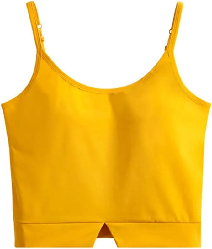 Wvapzxx Women Tank Top With Chest Pad Adjustable Breathable Stretchable Crop Top Camisoles Sexy Casual Tube Vest