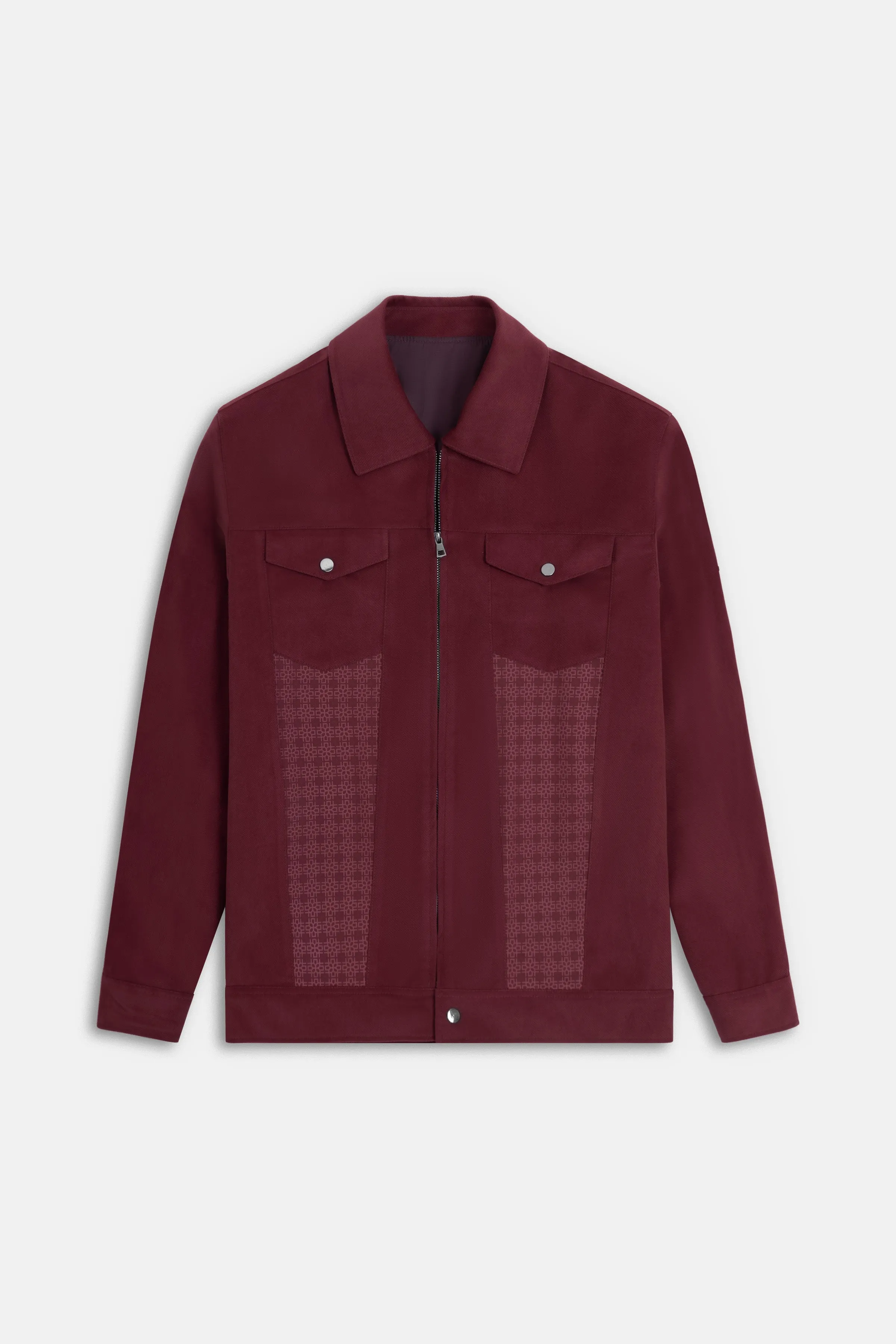 Zip-Up Chamois Burgundy Jacket