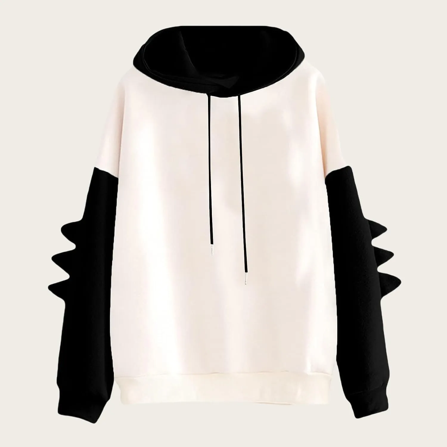 ZWRXW Womens Dinosaur Hooded Sweatshirt Color Block Long Sleeve Oversized Pullover Tops Cute Drawstring Hoodies Sweatshirts